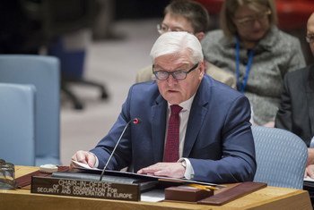German Federal Minister for Foreign Affairs Frank-Walter Steinmeier, Chairperson-in-Office of the Organization for Security and Cooperation in Europe (OSCE), briefs the Security Council.