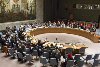 Les membres du Conseil de sécurité de l'ONU votent pour adopter une résolution approuvant des mesures présentées par le Secrétaire général, Ban Ki-moon, pour renforcer la lutte contre l'exploitation et les abus sexuels commis par des Casques bleus. Photo 