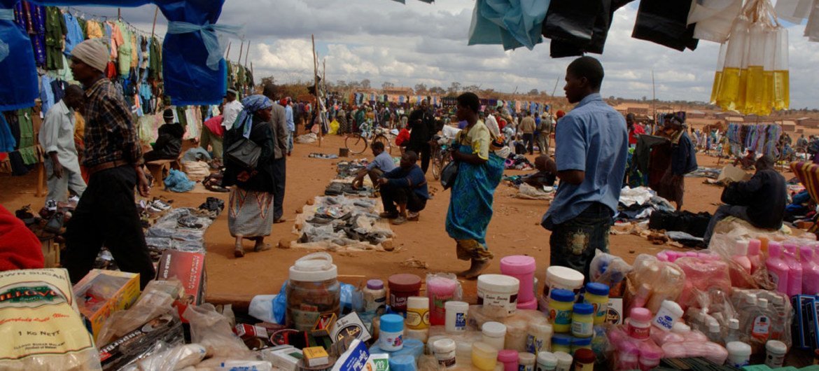 A market at Dzaleka Refugee Camp in Dowa district, Malawi.