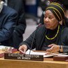 妇女署执行主任姆兰博－恩格库卡在安理会发言。联合国图片/Manuel Elias