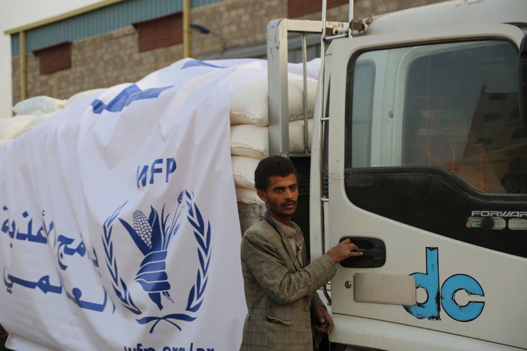 Des camions du PAM chargés de blé, d'huile et de sel au Yémen (archives).