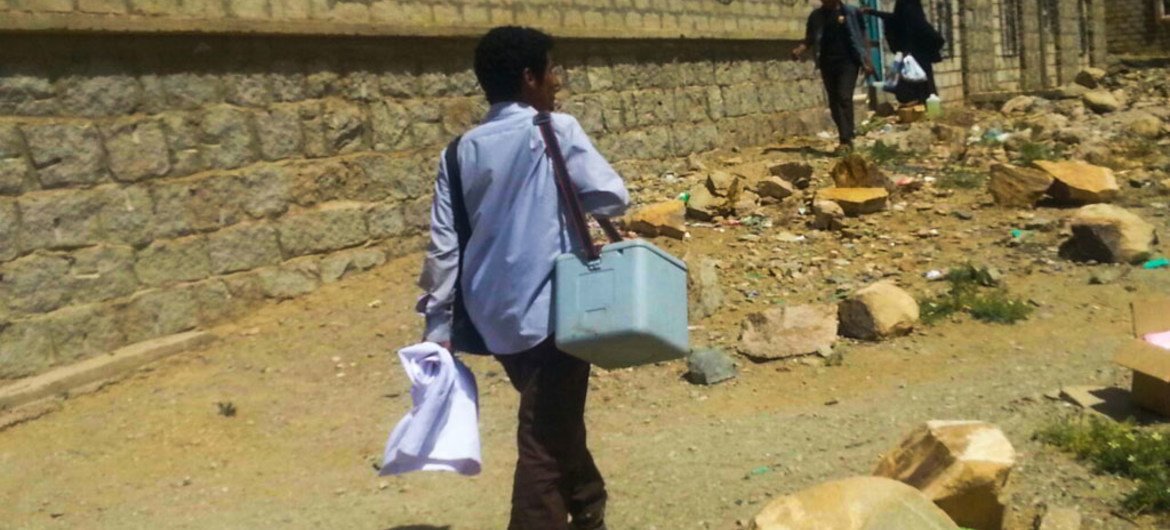 Dr. Hussein Alawi, on his way to give free medical care to families that can't make it to hospitals in Yemen. Intensive fighting and bombing has cut off access to health care for many people across the country.