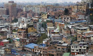 Vista aérea da cidade de Bogotá, na Colômbia. 