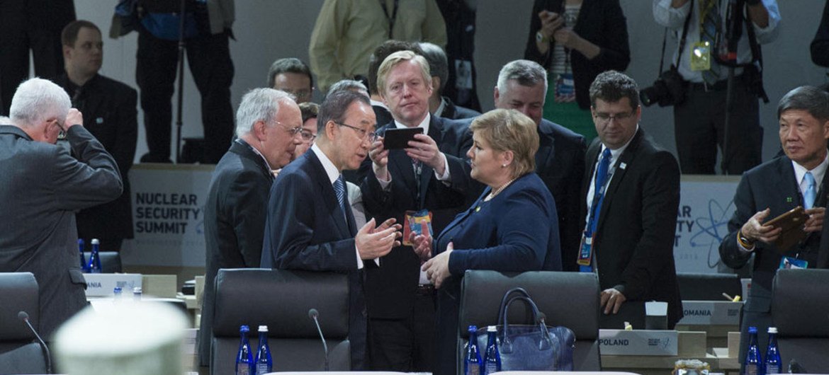Le Secrétaire général des Nations Unies, Ban Ki-moon, juste avant l’ouverture du quatrième Sommet sur la sécurité nucléaire (NSS) à Washington. Photo : ONU / Eskinder Debebe