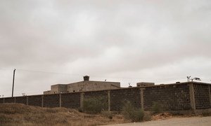 An exterior view of the Zawiya detention centre near Tripoli, the capital of Libya.