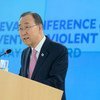 潘基文秘书长在防止暴力极端主义日内瓦会议上发表讲话。联合国图片/Jean-Marc Ferré