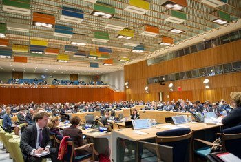 A wide view of the Trusteeship Council Chamber as the General Assembly holds informal dialogues with candidates for the position of the next Secretary-General of the United Nations.