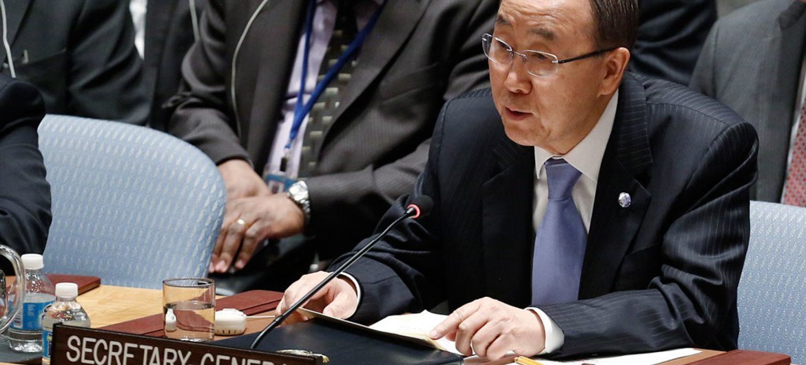 الأمين العام بان كي مون في المناقشة المفتوحة لمجلس الأمن حول مكافحة الإرهاب. المصدر: الأمم المتحدة / إيفان شنايدر