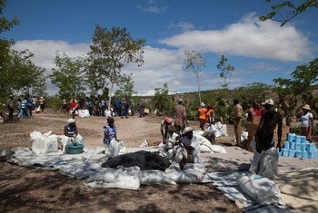 Distribution de nourriture par le PAM dans la localité de Baie de Moustiques, Port-de-Paix, en Haïti. Photo ONU/MINUSTAH/Nektarios Markogiannis