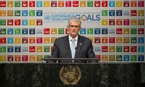 General Assembly President Mogens Lykketoft addresses the opening plenary segment of the Assembly’s High-level Thematic Debate on Achieving the Sustainable Development Goals.