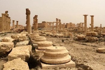 Zona destruida de Palmira, Patrimonio Mundial de la Humanidad, en Siria. Foto: UNESCO