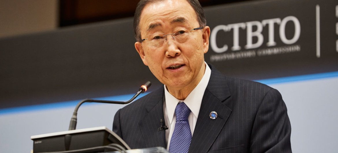 Secretary-General Ban Ki-moon speaks at a panel discussion in Vienna, marking the 20th anniversary of the Comprehensive Nuclear Test-Ban Treaty Organization (CTBTO).
