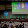 Пан Ги Мун обращается к участникам Всемирного форума по вопросам информационного общества. Фото МСЭ
