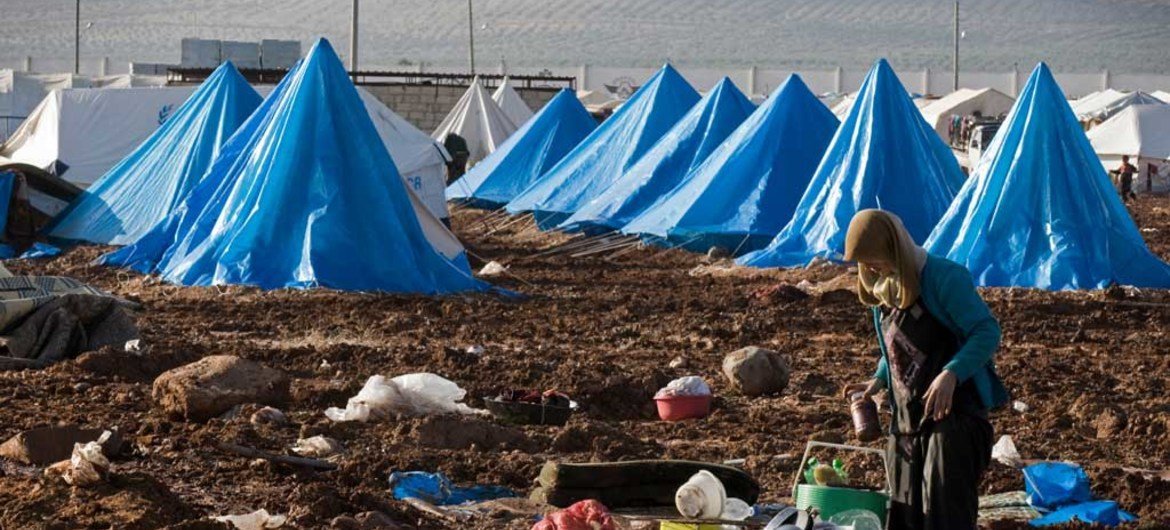 位于叙利亚与土耳其边界的临时难民营   联合国人道协调厅图片