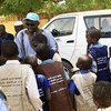 The African Union-UN Mission in Darfur (UNAMID) Sector West Child Protection Unit (CPU) at Krinding (1) Camp for internally displaced persons in El-Geneina, west Darfur, distributed vests inscribed with messages that promote the protection of children as 