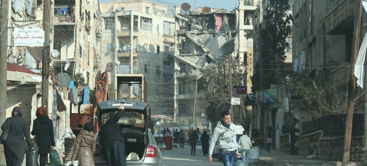 Destruction in Salah Ed Din neighbourhood of Aleppo, Syria.