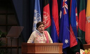Executive Secretary of the UN Economic and Social Commission for Asia and the Pacific (ESCAP), Shamshad Akhtar, addresses the opening of the Ministerial segment of the 72nd session in Bangkok, Thailand.
