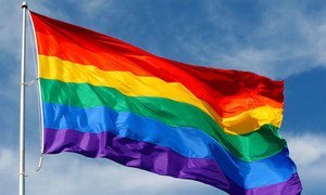 Le drapeau arc-en-ciel, communément appelé le drapeau de la fierté LGBT.