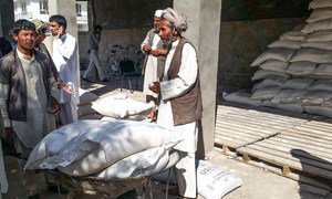 In Kunduz, Afghanistan, about 2500 families displaced by conflict, receive humanitarian assistance from various agencies.