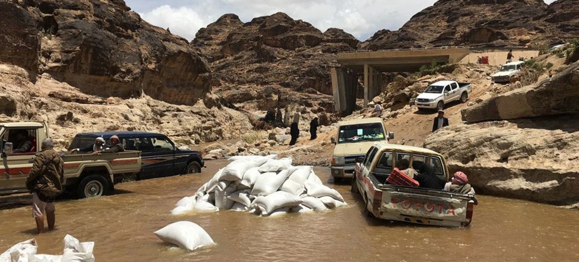 On the road to Qatabir, Yemen, many bridges have been damaged, making life hard for everyone including distribution.