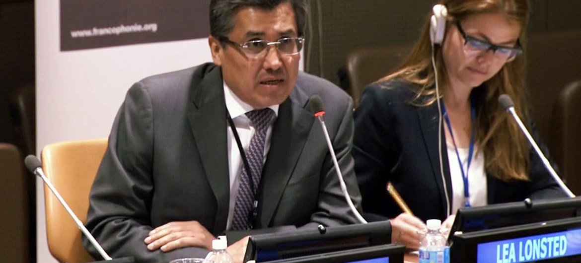 Juan José Gómez Camacho, embajador de México ante la ONU, en el debate sobre multilingüismo y diplomacia. Foto: Captura de video