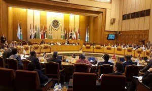 Le Conseil de sécurité de l'ONU lors d'une rencontre au Caire, en Egypte, avec la Ligue des Etats arabes. Photo UNIC Le Caire