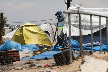 Leftover tents and other items used by refugees and migrants seen at Idomeni, during an operation by Greek authorities to clear out the makeshift refugee camp on the Greek border with the Former Yugoslav Republic of Macedonia.