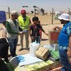El personal de ACNUR distribuye asistencia de emergencia a las familias que han huido de Fallujah, en Iraq. Foto: ACNUR/Anmar Qusay
