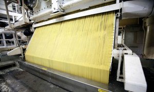 Spaghetti being made at a pasta factory in Italy. Wheat production is expected to outstrip utilization for the fourth year in a row.