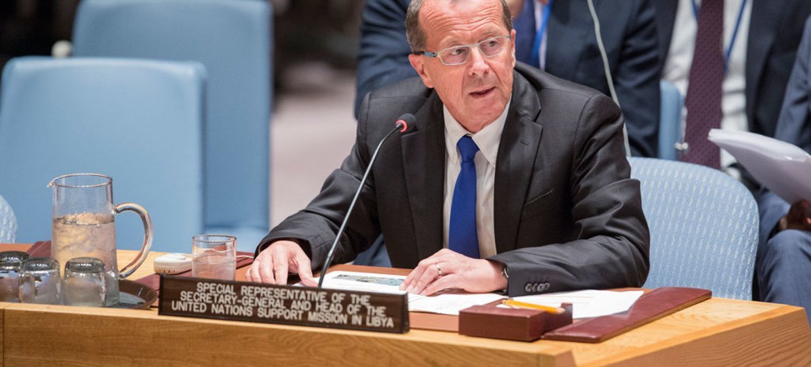 秘书长利比亚问题特别代表科布勒在安理会进行情况通报。联合国图片/Manuel Elias