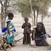 لاجئة نيجيرية تثبت قطب للبدء في بناء مأوى لها في مخيم بنطقة ديفا في النيجر.  مفوضية اللاجئين / هيلين كو