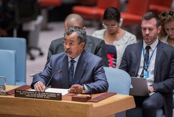 Saleh Annadif, representante especial del Secretario General para Mali y Jefe de la Misión Integrada Multidimensional de Estabilización de las Naciones Unidas en Mali (MINUSMA), informando al Consejo de Seguridad.