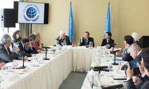 Secretary-General Ban Ki-moon (centre) chairs a meeting of the United Nations Global Compact Board.