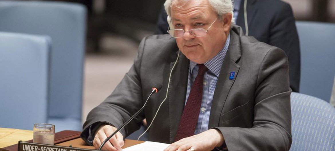 副秘书长奥布莱恩就叙利亚局势向安理会进行情况通报。联合国图片/Loey Felipe