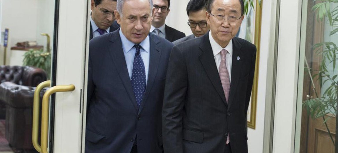 潘基文秘书长与以色列总理内塔尼亚胡会面  联合国图片/Eskinder Debebe