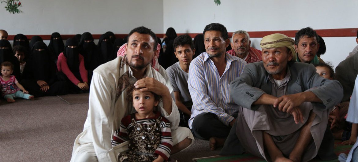 People displaced from Sa’ada are now living in a school in Sana’a, Yemen.
