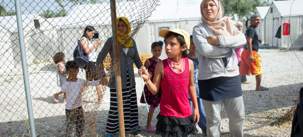 Scene from the Kara Tepe refugee camp on the Greek island of Lesbos.