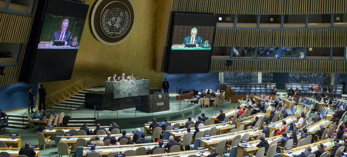 Wide view of the General Assembly during a meeting on the fifth review of the UN Global Counter-Terrorism Strategy.