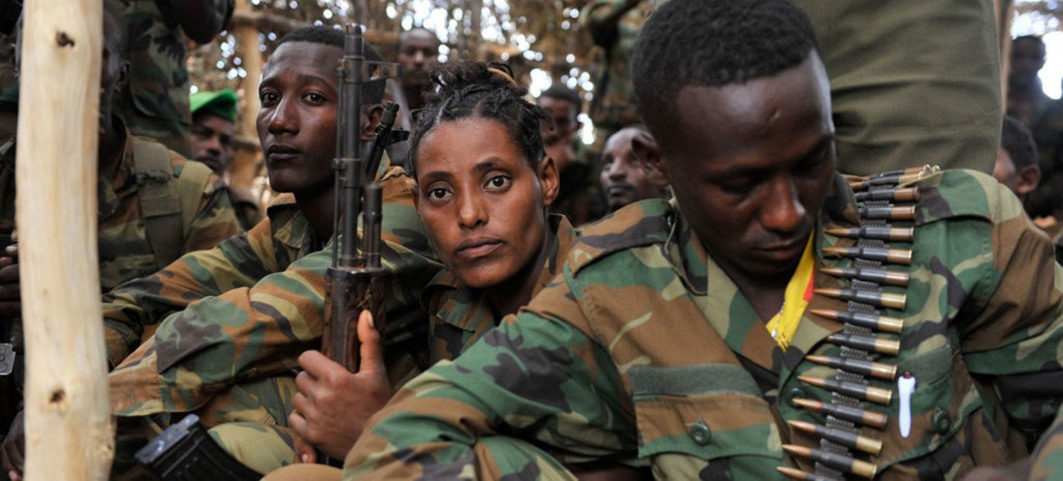 Эфиопские солдаты  в составе Африканской миссии   в Сомали