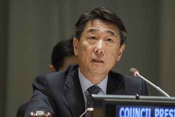 President of ECOSOC Oh Joon addresses the UN High-level Political Forum on Sustainable Development.