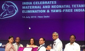 World Health Organization (WHO) certifies India for eliminating yaws and maternal and neonatal tetanus.