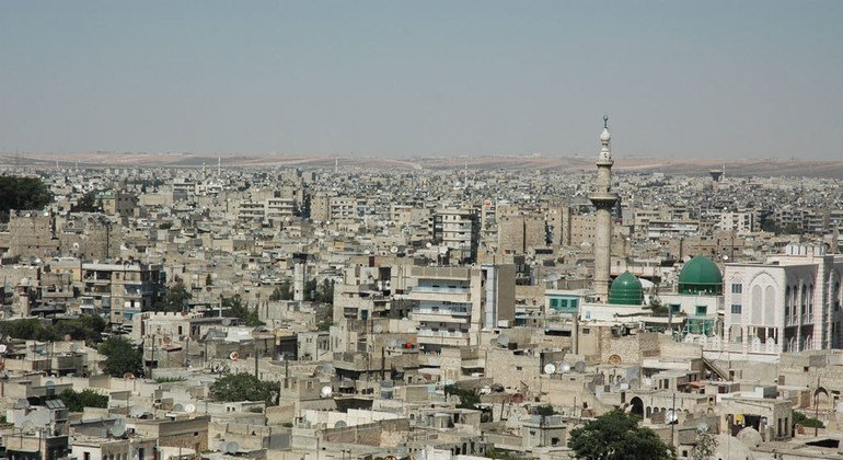 Vista aérea de la Ciudad Antigua de Alepo. Foto de archivo.
