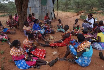 Women from Samburu, Kenya, gather for a public discussions where they publicly say no to female genital mutilation.