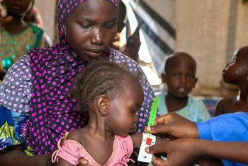 A nutrition screening for children in the Dalori camp for internally displaced people, in the north-eastern city of Maiduguri in Borno State, Nigeria.