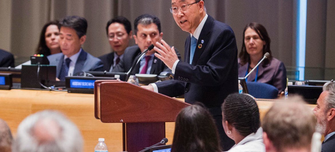 Secretary-General Ban Ki-moon addresses the Ministerial Segment of the ECOSOC High-level Political Forum on Sustainable Development.