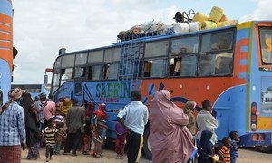 In mid-June, six buses carrying more than 387 people departed Dadaab camp in North-eastern Kenya travelled into Somalia. UNHCR assists returning refugees with cash grants, core relief items, food and other community-based support programs.