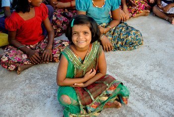 A young girl at the Bhagyanagar Children’s’ homes, which supports children between 6 and 14 who have lost their parents or are children of migrant labourers. Many of the girls and boys are at risk of becoming involved in child labour before they arrive.