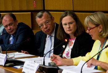 Yury Fedotov (second left), Executive Director of the UN Office on Drugs and Crime (UNODC), at a special event marking World Day Against Trafficking in Persons.