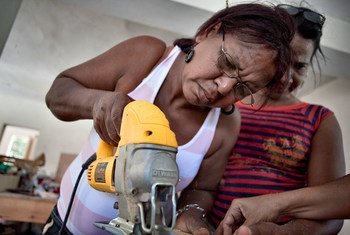 Women on the job at a workshop in the Dominican Republic.