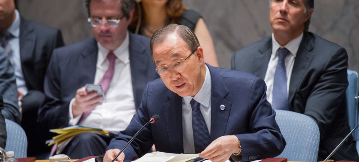 Пан Ги Мун в Совете Безопасности Фото ООН/Рик Бажорнас